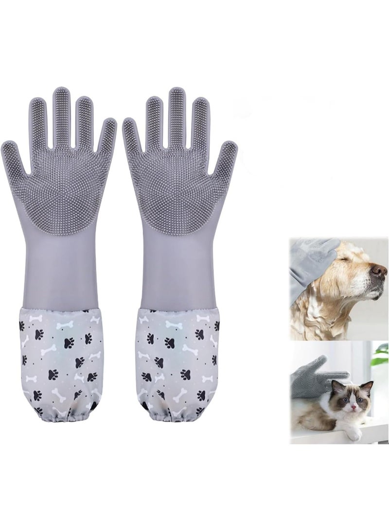 قفازات تربية الحيوانات الأليفة ، قفازات حمام الكلب مع أسنان عالية الكثافة ، إزالة شعر السيليكون المقاومة للحرارة ، تصميم خمسة أصابع محسنة ، الاستحمام والتدليك للكلاب والقطط - Image 1